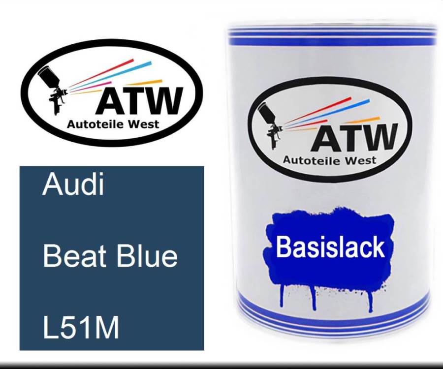 Audi, Beat Blue, L51M: 500ml Lackdose, von ATW Autoteile West.